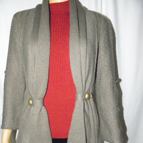 Cute mixed media Shawl Collar Cardigan - Picture 6 of 8